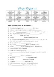 English Worksheet: Vocabulary for 8th grade