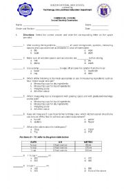 English Worksheet: Commercial cooking exam