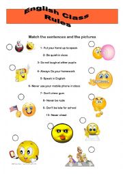 English Worksheet: Class Rules