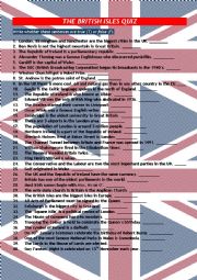 English Worksheet: THE BRITISH ISLES QUIZ