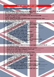 English Worksheet: THE BRITISH ISLES QUIZ