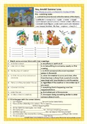 English Worksheet: Hey, Arnold! Summer Love.