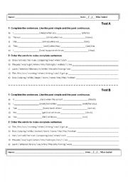 English Worksheet: Test on Past continuous and past simple