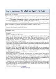 English Worksheet: TO ASK OR NOT TO ASK