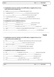 English Worksheet: five-minute-test on the second conditional and modal verbs