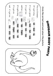 English Worksheet: DINOSAUR BODY PARTS