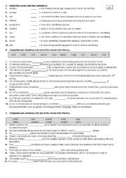 English Worksheet: FCE VOCABULARY 1.5