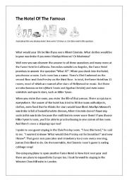 English Worksheet: The Hotel of The Famous