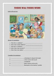 English Worksheet: There was There were