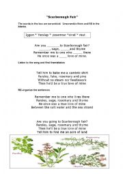 English Worksheet: scarborough fair (simon and garfunkel)