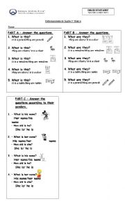 English Worksheet: are they- his- her
