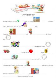 English Worksheet: LUCYs daily routine