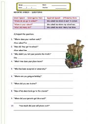 English Worksheet: reported speech questions 