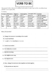 English Worksheet: Verb to be Present
