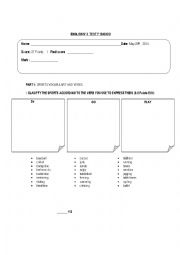 English Worksheet: Sports test 