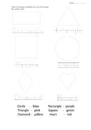 English Worksheet: Shapes tracing