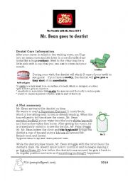 English Worksheet: Mr. Bean goes to the dentist (gap fills)