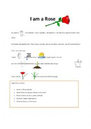 English Worksheet: Reading Comprehension & Vocabulary - I am Rose