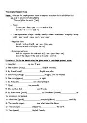 English Worksheet: The Simple Present Tense