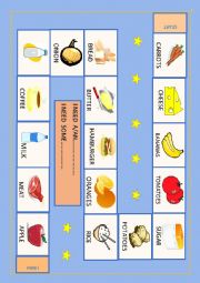 English Worksheet: food and drinks board game