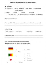 English Worksheet: World Cup Advertisement 