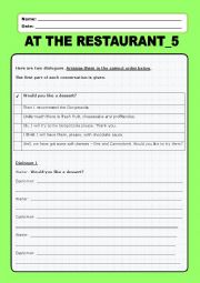 English Worksheet: At the restaurant:5