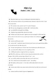 English Worksheet: DRACULA OXFORD BOOKWORMS LIBRARY STAGE 2 - CHAPTER 3