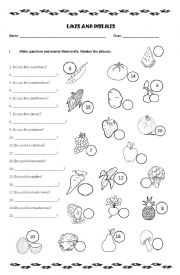 English Worksheet: Likes and dislikes