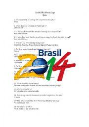 English Worksheet: 2014 FIFA World Cup Quiz