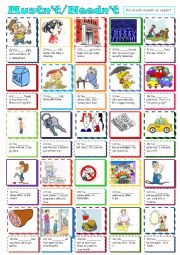 English Worksheet: Mustnt/Neednt