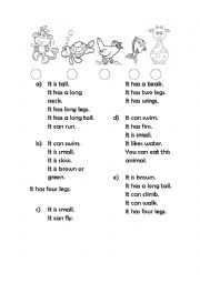 English Worksheet: animals description