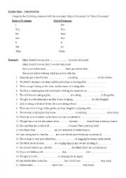 English Worksheet: subject and object pronouns 