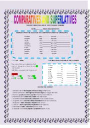 English Worksheet: comparatives and supersalitive