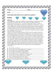 English Worksheet: teading about festival in Japan and Mexico
