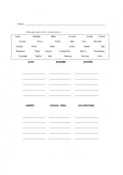 English Worksheet: Mix elementary vocabulary