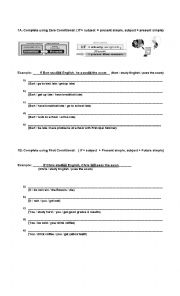English Worksheet: conditionals zero & first