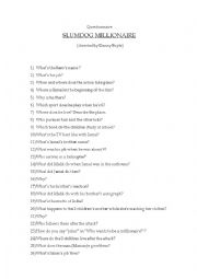 English Worksheet: Slumdog Millionaire questionnaire