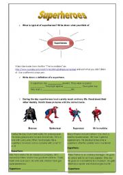 English Worksheet: Superheroes