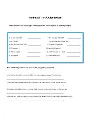 English Worksheet: OFFERS AND SUGGESTIONS 
