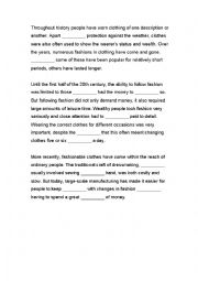 English Worksheet: Article about the history of fashion