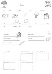English Worksheet: School objets, a, an, Whats this?