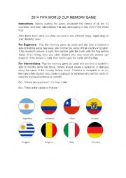 English Worksheet: 2014 FIFA World Cup Memory Game