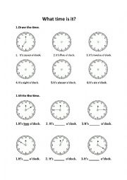 English Worksheet: What time is it?