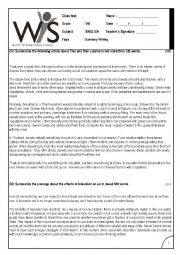 English Worksheet: Summary Worksheet