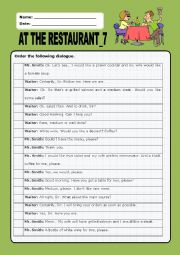 English Worksheet: At the restaurant:7