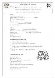 English Worksheet: Song: What Makes You Beautiful