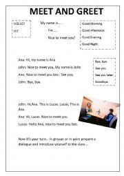 English Worksheet: Greetings and introduce yourself.