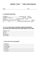 English Worksheet: Simple Past & Past Continuous