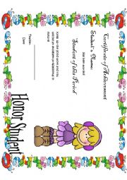 English Worksheet: Certificate of Achivement