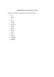 English Worksheet: Preposition Places